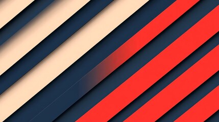 Obraz premium Abstract Diagonal Stripes Red Beige and Blue Design