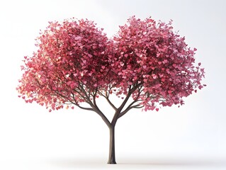Fototapeta premium Romantic Heart Shaped Tree with Pink Floral Foliage in 3D Digital