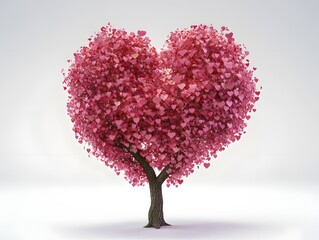 Obraz premium Romantic Heart Shaped Tree in Sweet Pink Hues for Valentine s Day