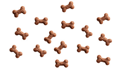 A top view of dry dog food or pellets in pattern