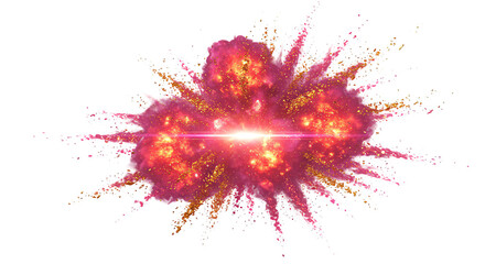 Obraz premium Vibrant Pink and Gold Cosmic Explosion Nebula Galaxy Starburst Glitter Energetic Abstract Background