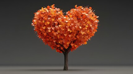 Vibrant 3D Rendered Heart Shaped Tree with Autumn Foliage for Valentine s Day Decor