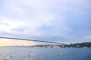 Obraz premium Bosphorus bridge and city scape in Istanbul, Turkey