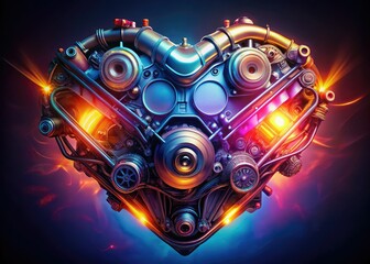 Heart Shaped Engine, Motorsport Love, Racing Heart, Romantic Car,  Passionate Engine