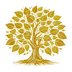 seamless vector pattern of a bo tree with leaves in autumn colors, for nature-themed wallpaper or decorative art