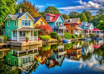 Fototapeta premium Historic Waterfront Homes, Little Washington, NC - AI Photo