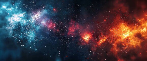 Obraz premium Cosmic Nebula Fiery Red and Icy Blue Gas Clouds in Space.