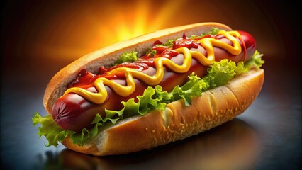 Hot Dog Night Photography, Delicious Food, Ketchup Mustard