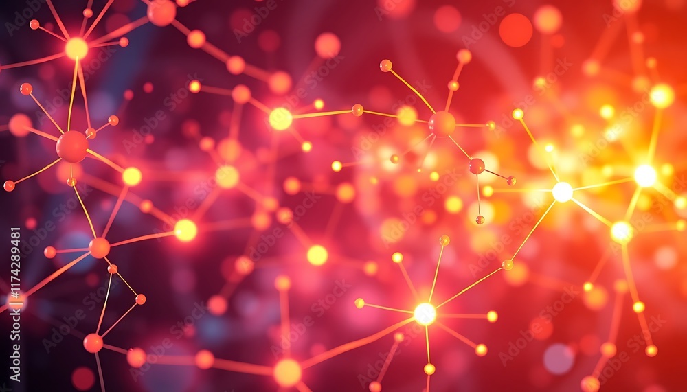 Poster glowing red molecular network abstract background design
