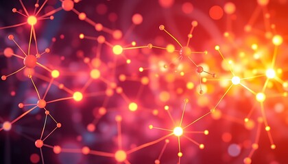 Glowing Red Molecular Network Abstract Background Design