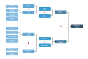 ROI for dupont analysis which included sale, total assets in formula for calculation for financial analysis