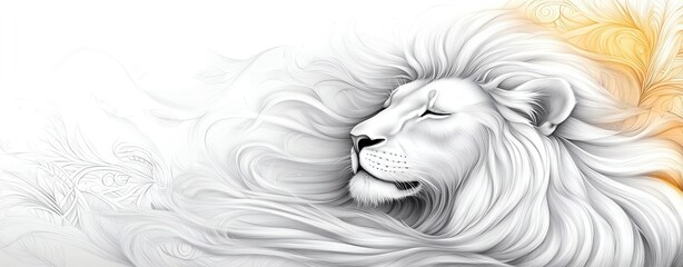 Obraz premium Majestic lion in artistic, tranquil pose.