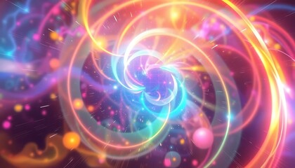 Obraz premium Vibrant Cosmic Nebula Swirling Light Trails Glowing Energy Abstract Art