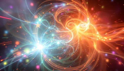 Vibrant Cosmic Nebula swirling lights and stars abstract art