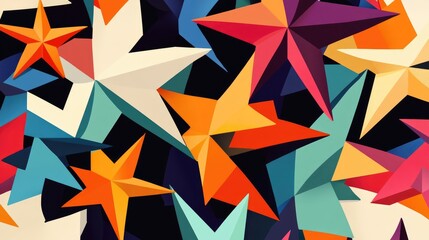 Colorful Geometric Star Shapes in Abstract Background Design