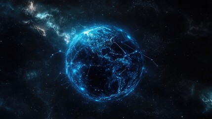 Obraz premium Digital Representation of Earth with a Network Connection Theme