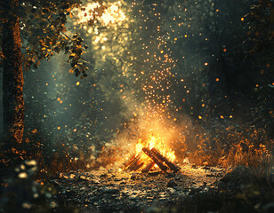 Naklejka premium Campfire Magic