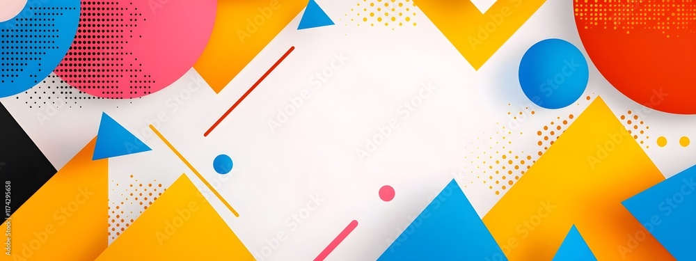 Poster vibrant geometric shapes and abstract patterns in a minimalist urban environment