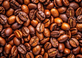 Fototapeta premium Premium roasted coffee beans showcased in a stunning high-resolution panoramic photograph; ideal background imagery.