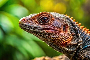 Fototapeta premium Lizard Photo, Black Brown Lizard, Wildlife, Animal, Copy Space