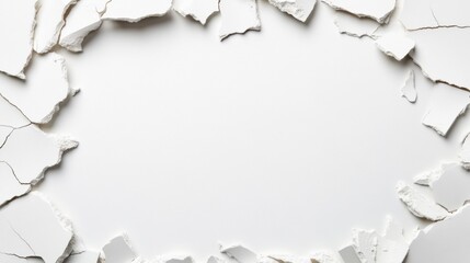 Obraz premium Broken Wall Display with Cracked White Plaster Framing Empty Space for Your Creative Projects