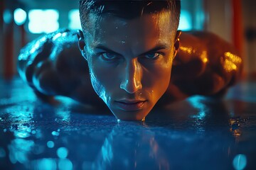 Energetic Fitness Trainer Demonstrating Push-Up Techniques