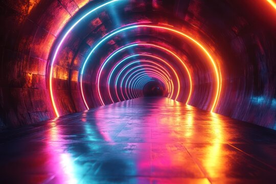 Neon Tunnel: A Futuristic Cyberpunk Dreamscape