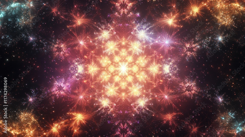 Poster abstract cosmic background with colorful stars and light patterns