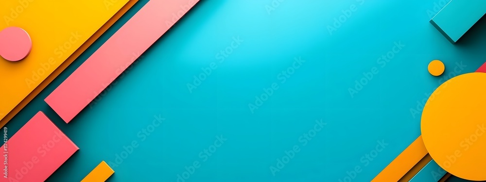 Poster geometric abstract minimalist composition with vibrant colors and sharp angles