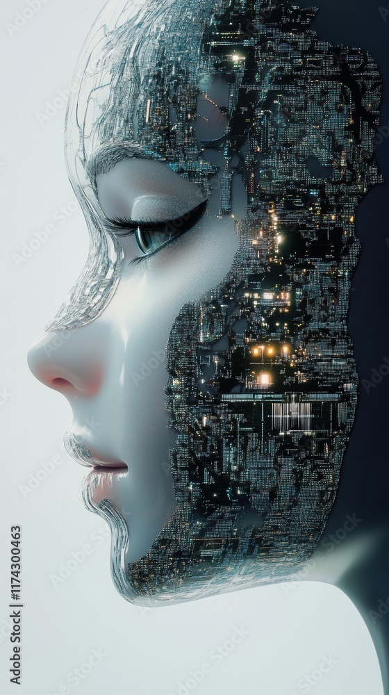 Poster this striking image encapsulates the seamless blend of technology and humanity, showcasing a futuris