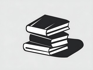 Minimalist illustration of stacked books emphasizing knowledge, education, reading, and literature, highlighting simplicity and elegance in black-and-white art suitable for learning and academic theme