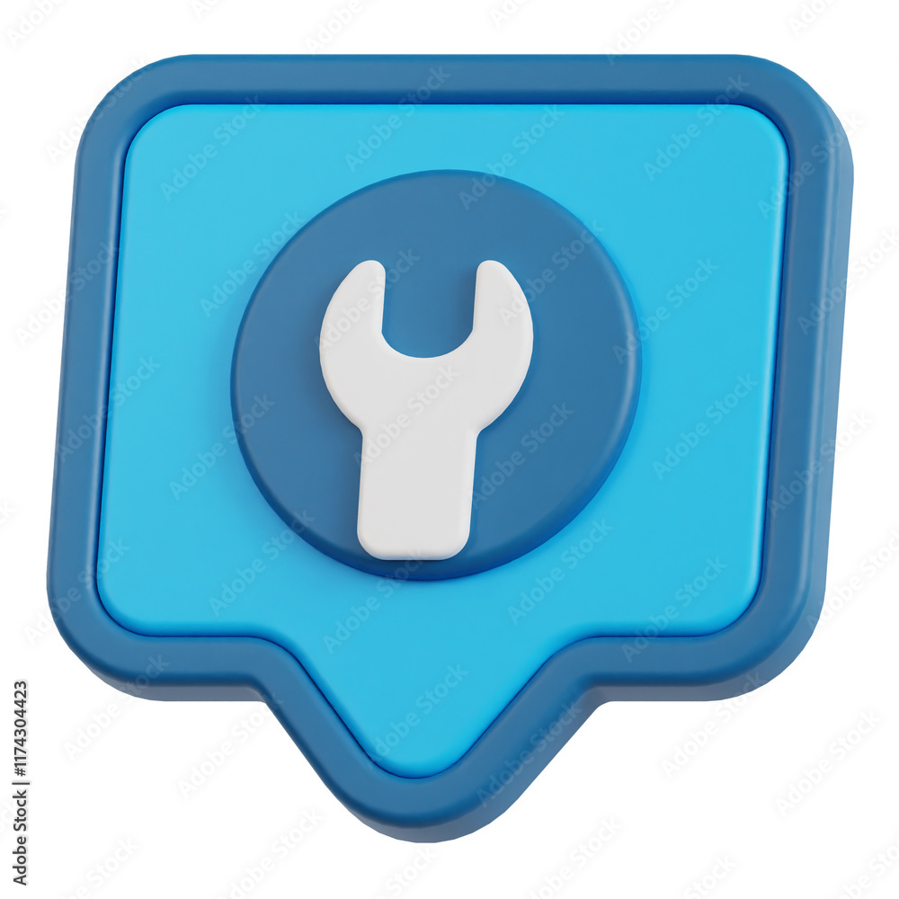Poster tech support chat 3d icon isolated on the white background
