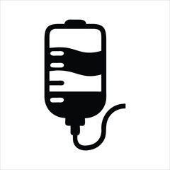 detailed iv bag and stand silhouette for hospital-themed illustrations