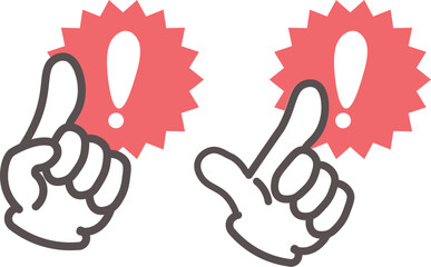 Obraz premium 人差し指とビックリマークの吹き出し