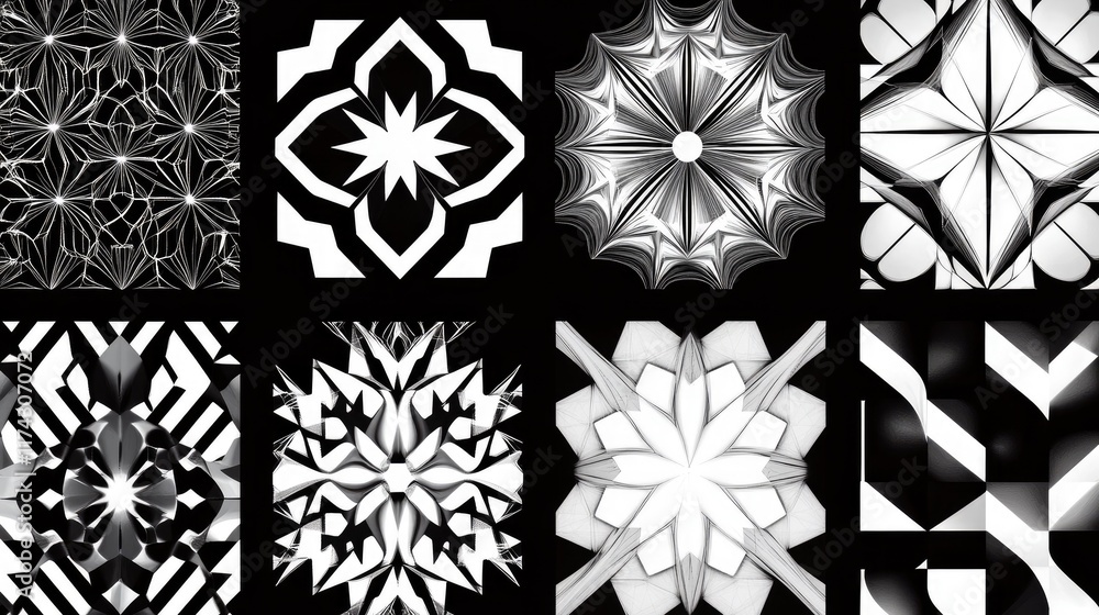 Poster abstract black and white patterns for modern design projects