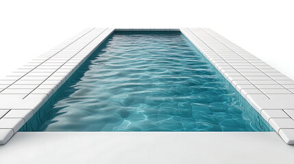 Obraz premium Modern rectangular pool with clear turquoise water and white surround isolated on white background.