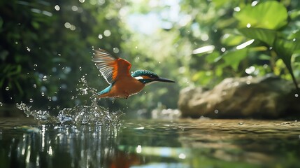 Kingfisher in Flight: A Splash of Nature's Beauty