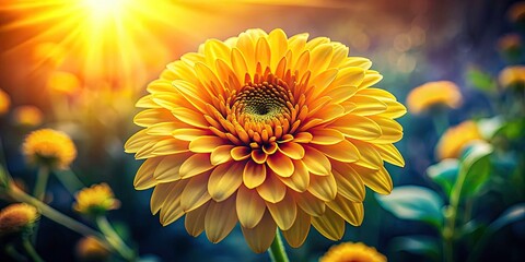 Vibrant AI art: a futuristic yellow flower wallpaper. Amazing decorative piece, digitally crafted.