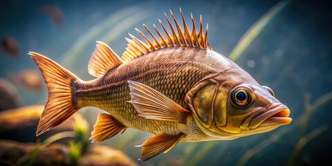 Fototapeta premium Minimalist Brown Spiked Fish, Abstract Aquatic Art, Nature Photography