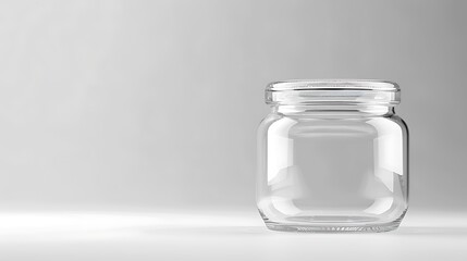 A classic clear glass jar on the beautifull empty background