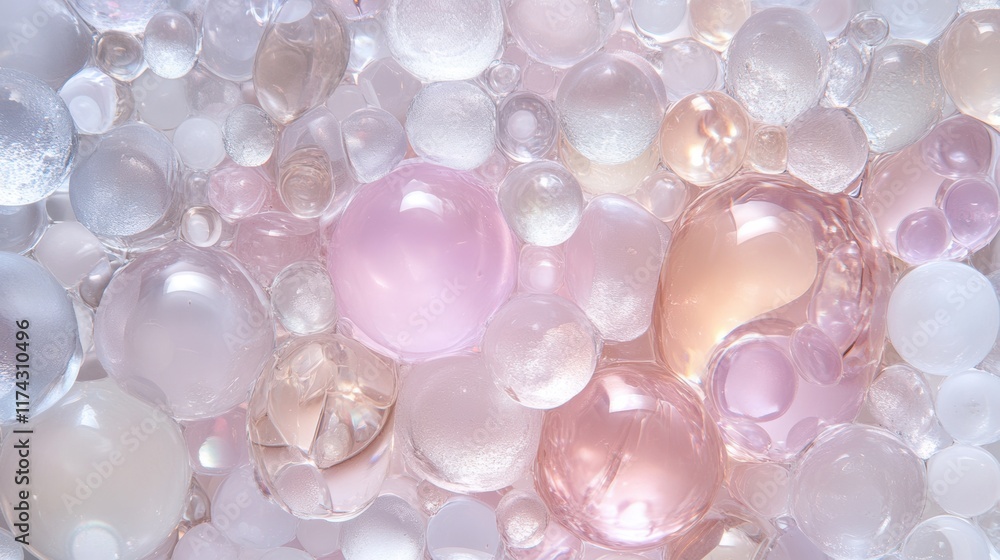 Poster iridescent pastel bubbles creating textured abstract background