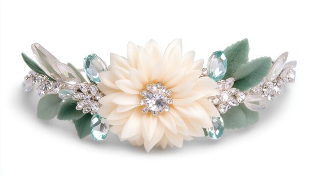 Elegant floral bridal hair accessory with crystals and pearls