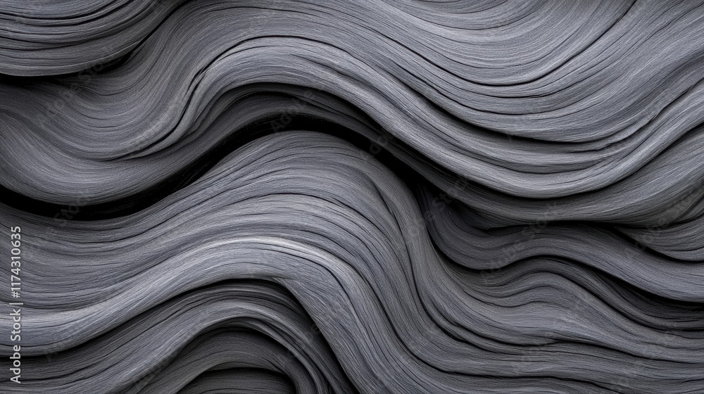 Poster abstract waves of gray textured stone with smooth flowing patterns