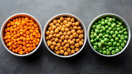 A balanced mix of protein, grains, and veggies in separate bowls, ready to be combined for cat food