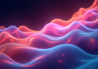 Vibrant flowing waves of color illuminating a dark background in digital art