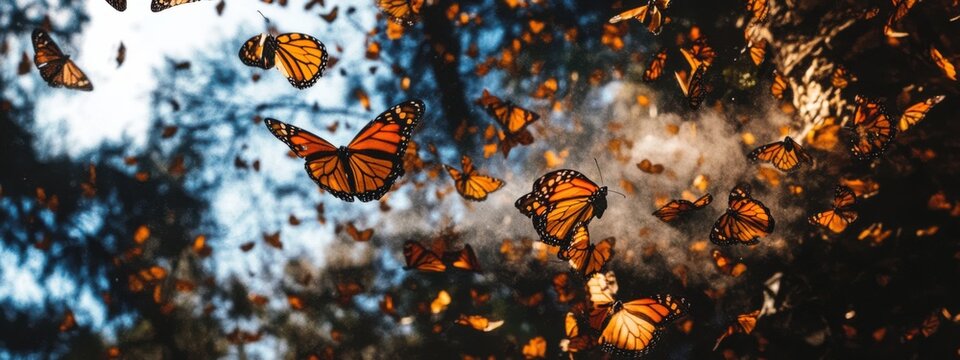 The awe-inspiring migration of monarch butterflies in Michoac鐠嬶箯, Mexico, Wildlife scene