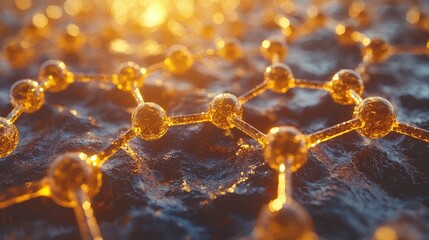 Obraz premium Golden Molecular Structure