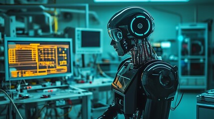 Advanced Robot Working In A Modern Technological Laboratory