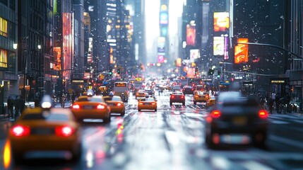 Obraz premium Snowy New York City Streetscape: A Winter's Day in the Metropolis