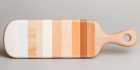 Wooden cutting board with natural gradient and handle for kitchen decor